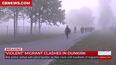 'Petrol bombs were thrown at those French police officers in riot gear.'