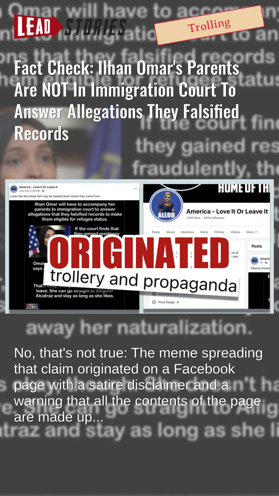 Fact Check: Ilhan Omars Parents NOT In Immigration Court To Answer Falsified Records Allegations