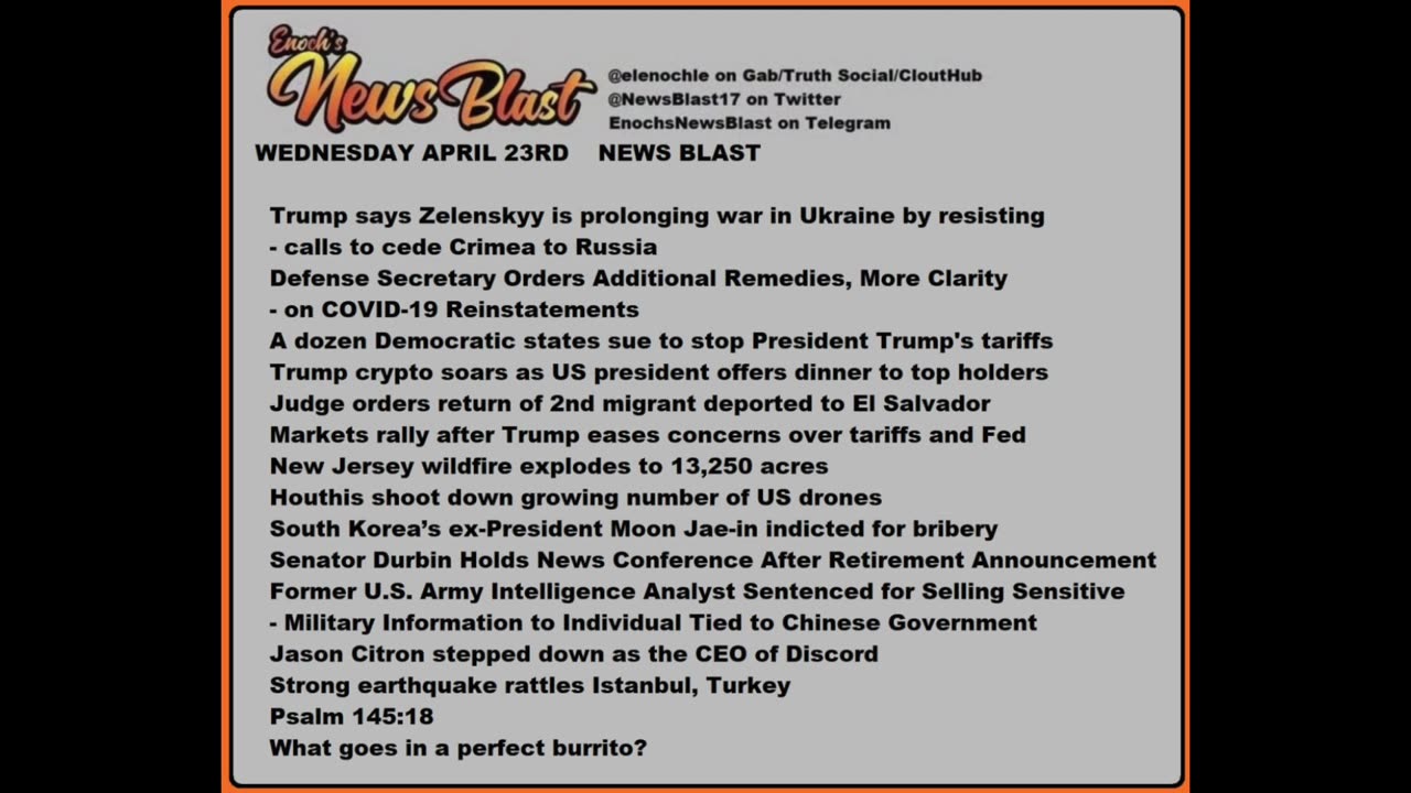 Wednesday, April 23, 2025 News Blast
