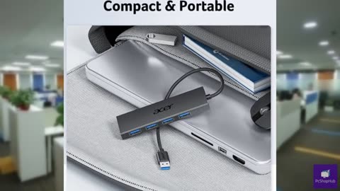 Acer USB Hub 4 Ports, Multiple USB 3.0 Hub, USBA Splitter for Laptop with Type C