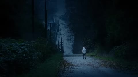 Man Walking towards Dark