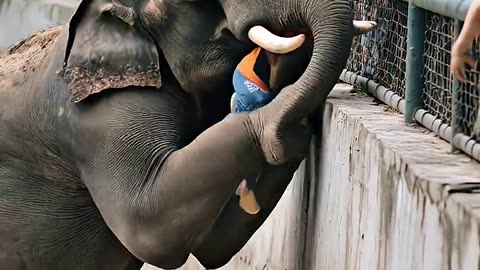 HERO ELEPHANT RESCUES CHILD IN HEART-STOPPING ZOO DRAMA! 🐘 #zoo #rescue #animal #elephant
