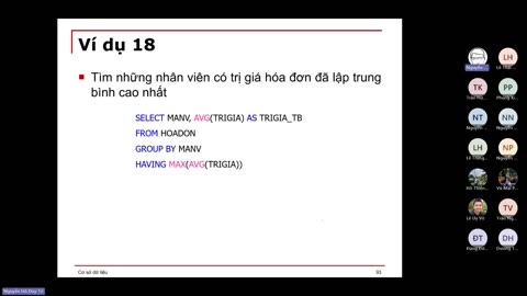 Cơ sở dữ liệu. Buổi 08. SQL hàm kết hợp & gom nhóm