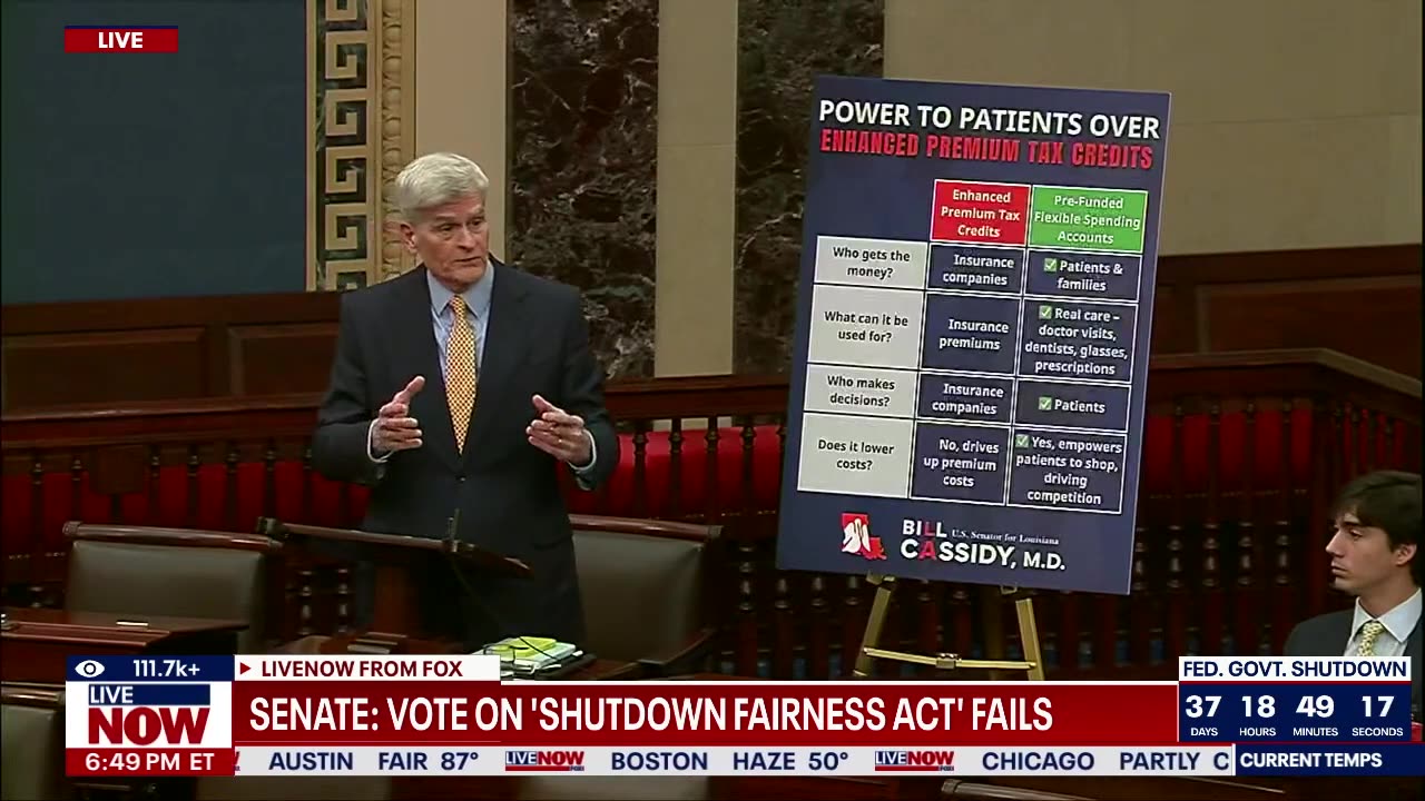 Trump tells Senators to stay in DC as shutdown vote fails, 53-43