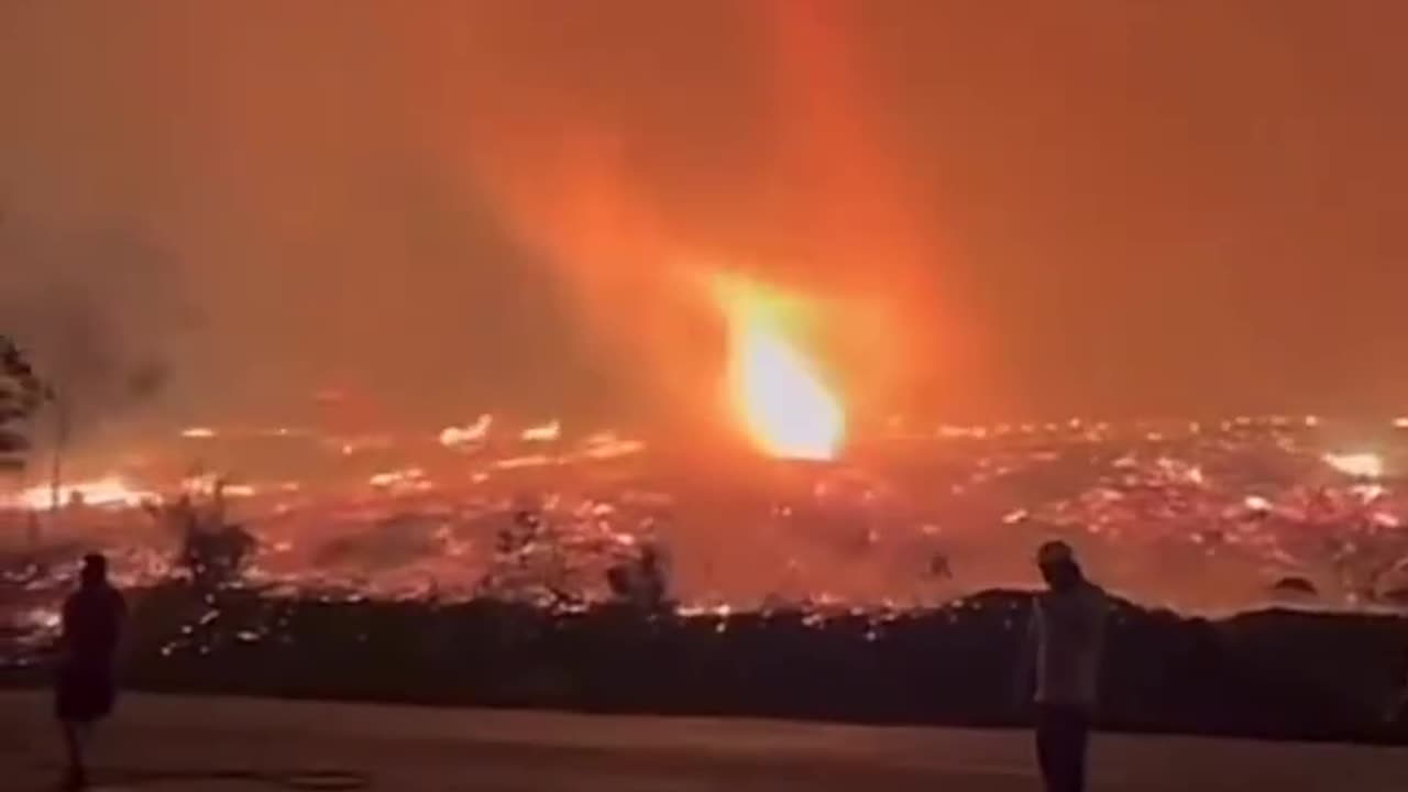 A fire tornado was caught on video during a blaze