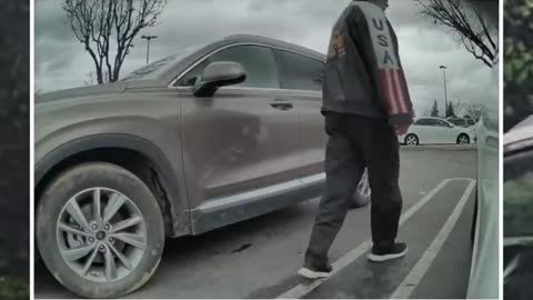 Man gets confronted after keying a Tesla by a man who saw the original video go viral on social media.