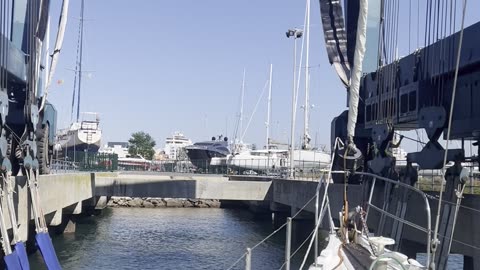 SV Boreal being taken out of water
