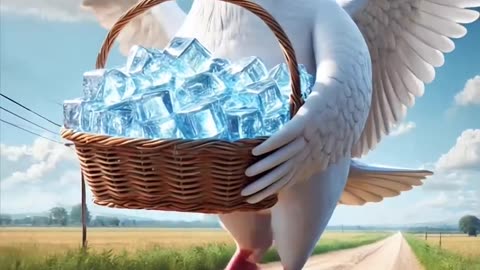 Big Pigeon grows an ice tree in the summer and then puts the ice in the pool #ai #pigeon #farmer