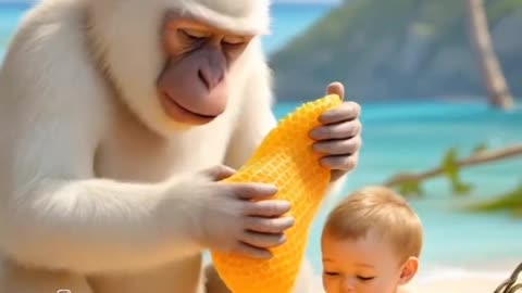 Monkey and cute baby story #viral #rumble