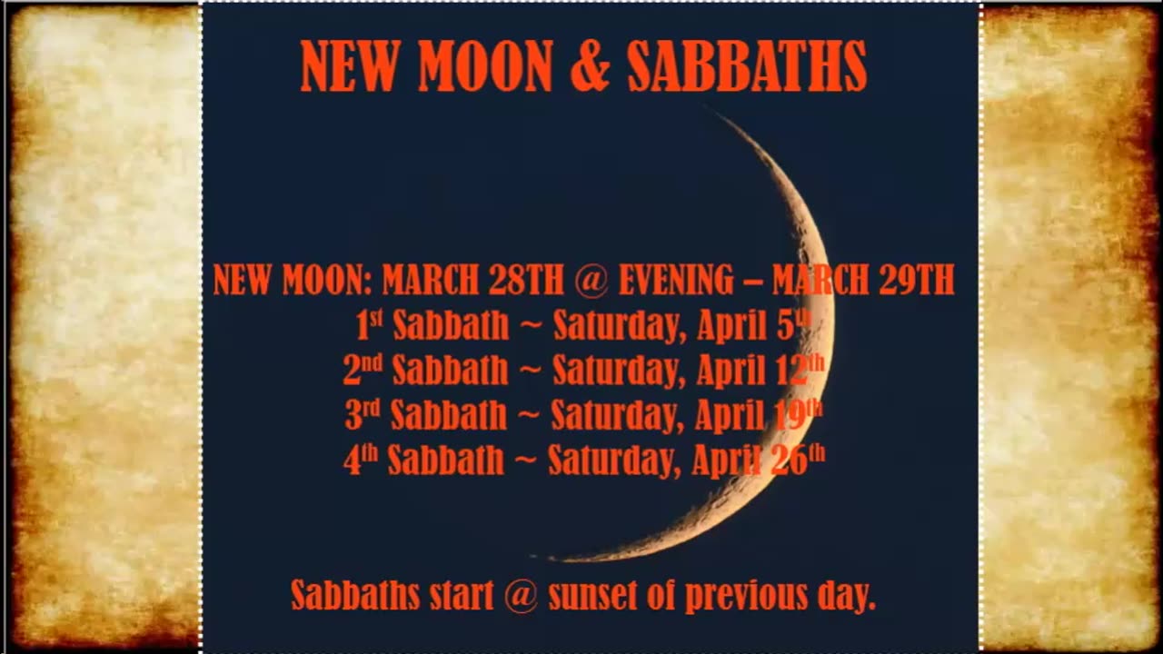 NEW MOON & SABBATHS APRIL 2025