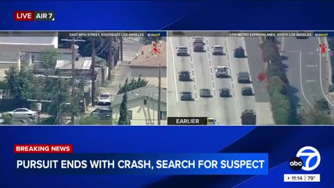 Los Angeles police officers are chasing reported burglary suspects.