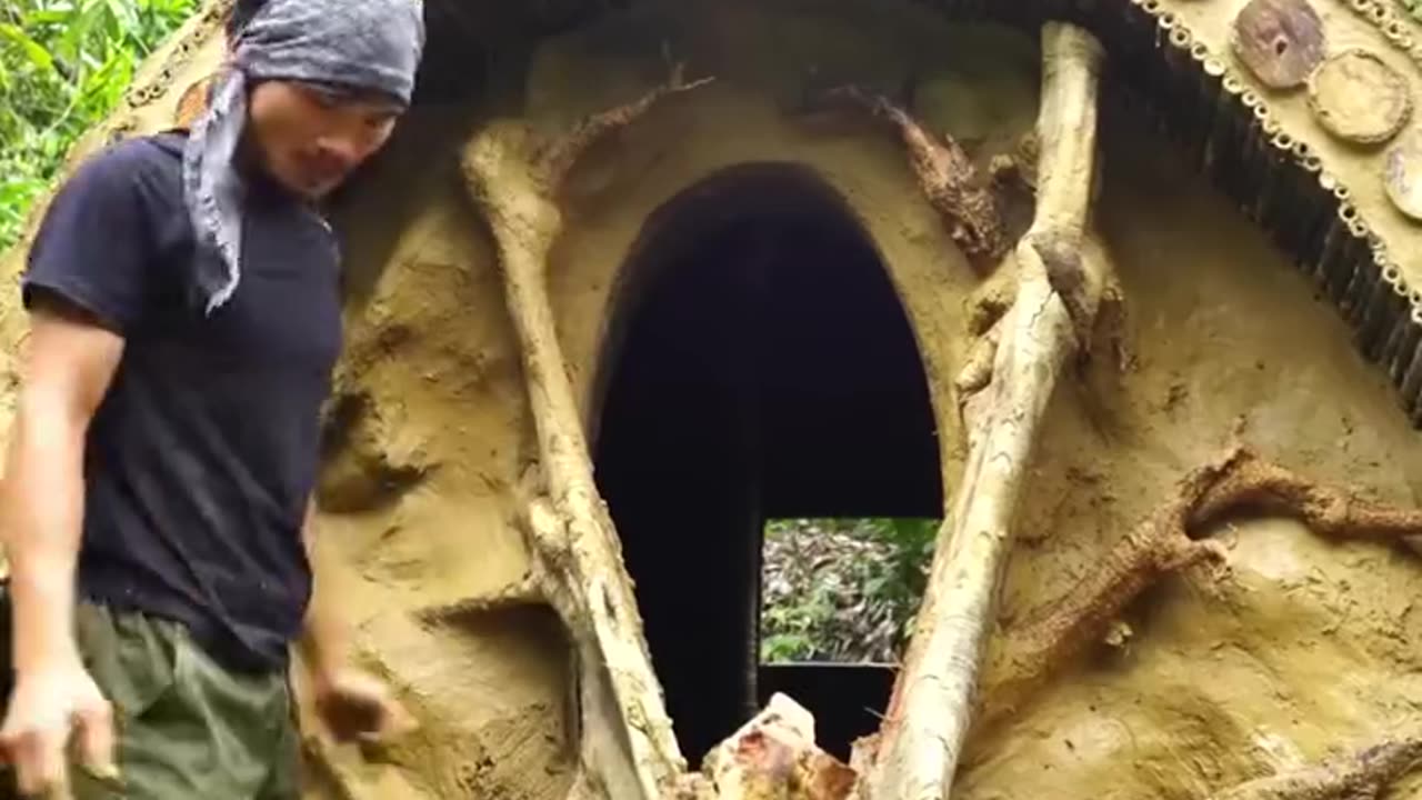 He built house hidden deep beneath a giant fallen tree root