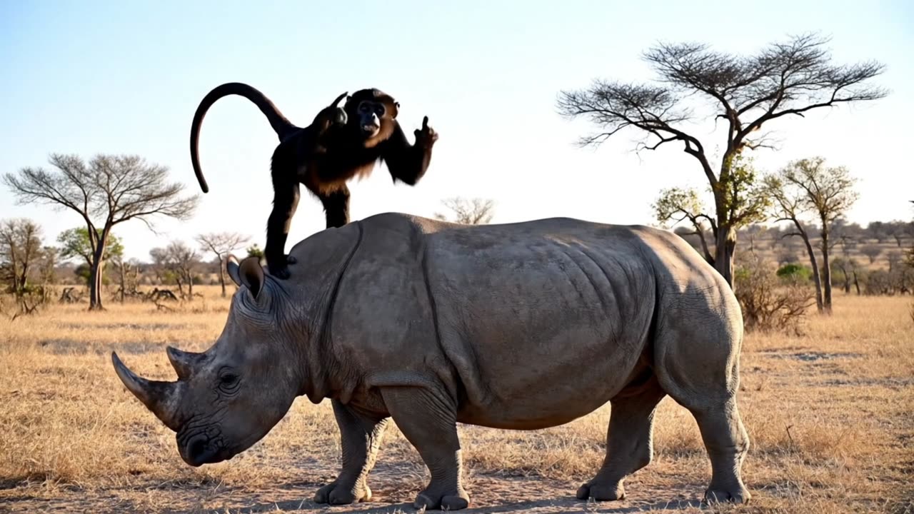 Marcus thew monkey and his friend Rhino adventures