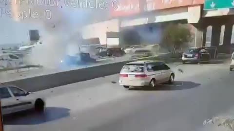 CCTV footage captures the moment an Israeli drone strike targeted a civilian vehicle