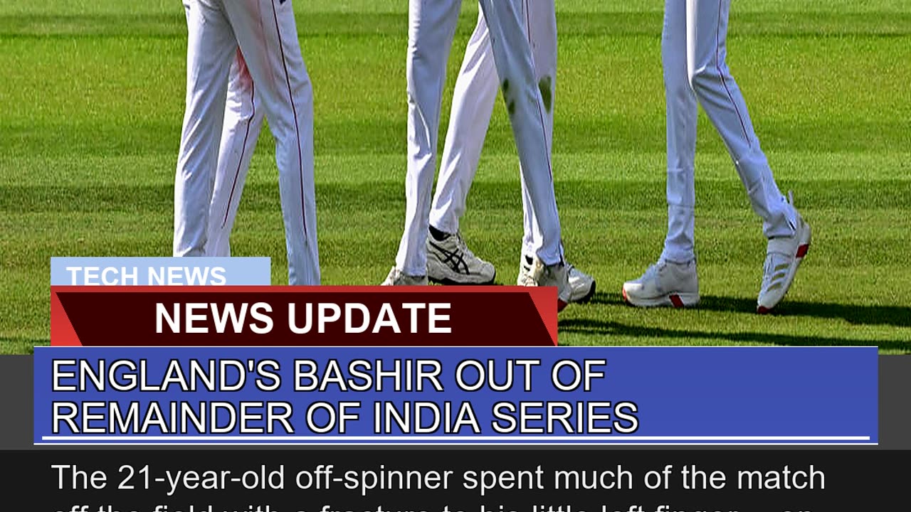 Englands Bashir Out of Remainder of India Series