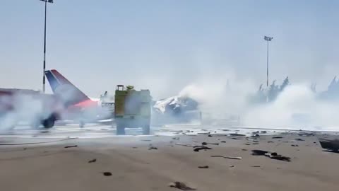 Commercial plane destroyed by Israeli strikes