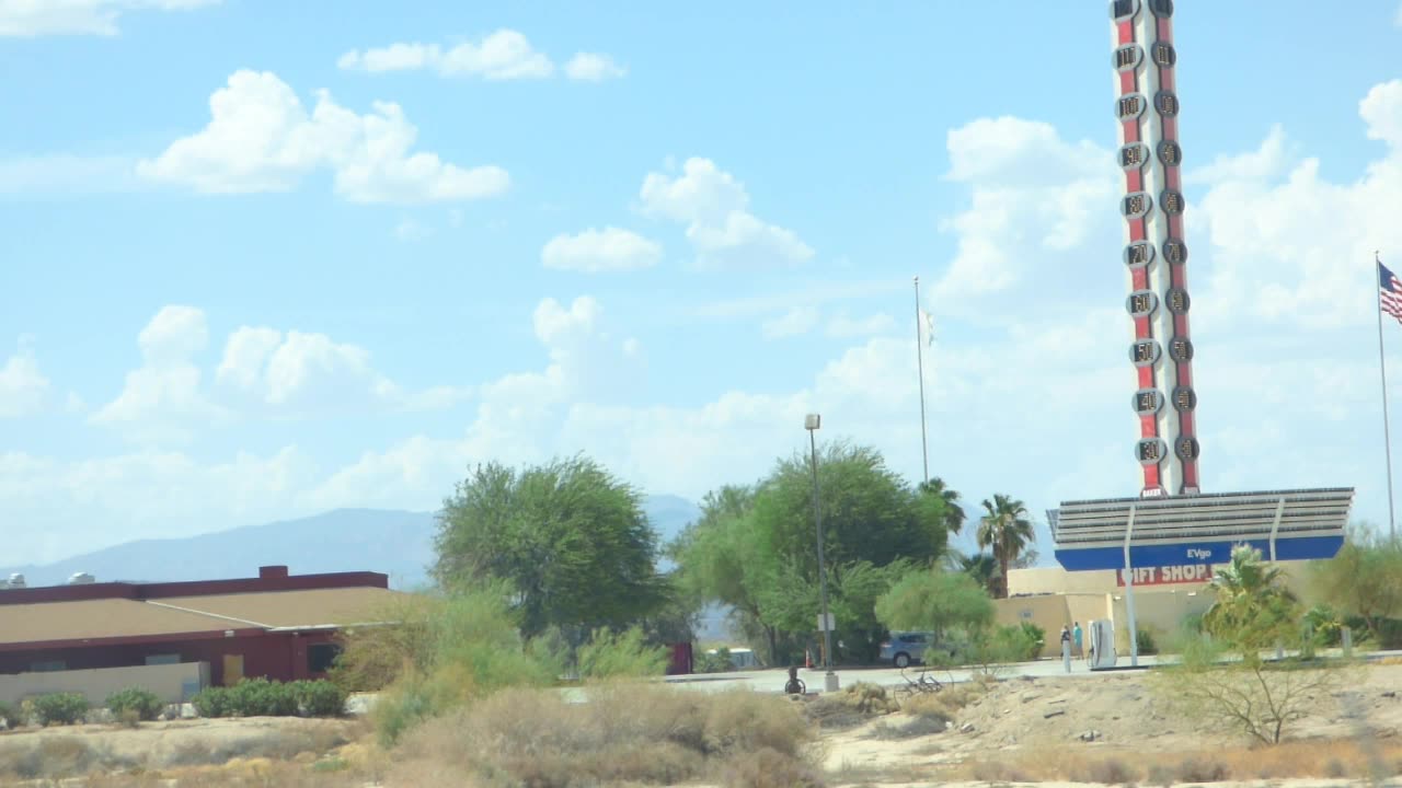 Giant thermometer says it's 111 degrees fahrenheit outside! YAY!