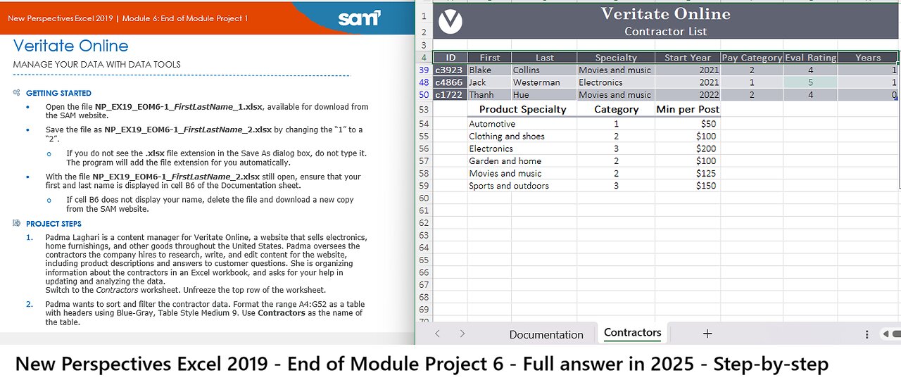New Perspectives Excel 2019 | Module 6: End of Module Project 1 | Veritate Online (Update 2025)