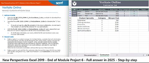New Perspectives Excel 2019 | Module 6: End of Module Project 1 | Veritate Online (Update 2025)