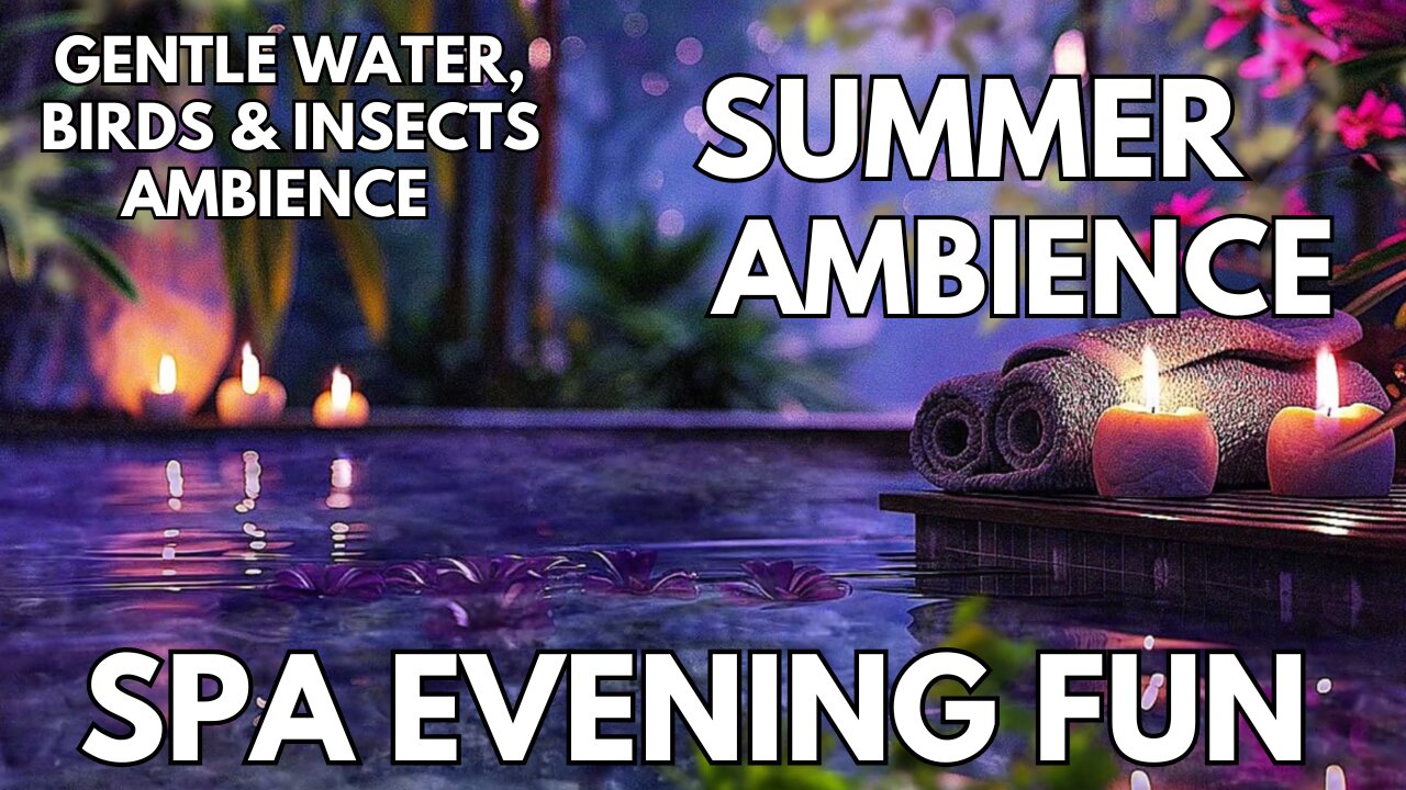 🎍Spa Evening Fun Ambience | Gentle Water, Birds & Insects | 4K Summer ASMR