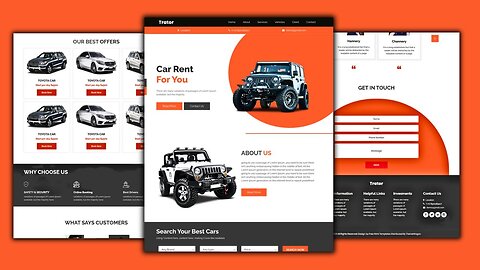 Rent A Car Website Design || HTML CSS & JS || Free Source Code