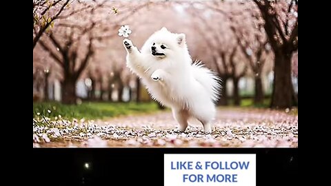 Pomeranian🐶 Chase petal🌸 Suceess or miss⁉️ Pomeranian Chasing Cherry Blossoms – Too Cute to Miss! 🌸