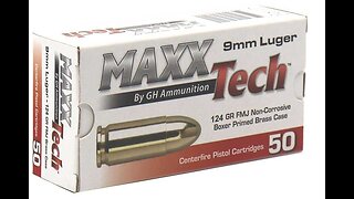 Maxxtech 124gr FMJ 9mm Brass Cased Ammunition 500 rounds
