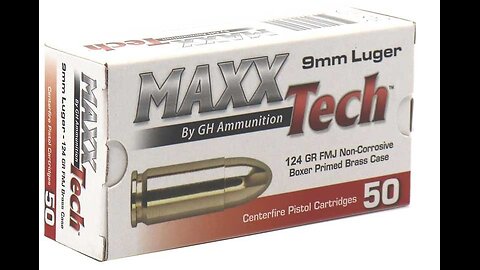 Maxxtech 124gr FMJ 9mm Brass Cased Ammunition 500 rounds