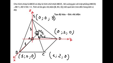 Tọa độ hóa - Góc nhị diện: Cho hình chóp S.ABCD có đáy là hình chữ nhật ABCD , SA vuông góc với