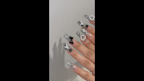 Diamond & Teddy Bear Nail Art 💎🧸 | Cute Luxury Nail Extension 2025