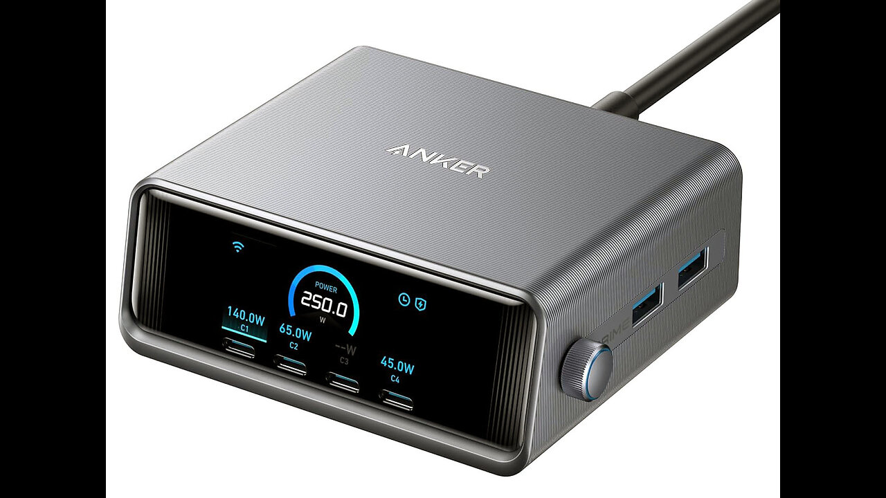 Anker Prime Charger, 250W GaN Prime USB C Charging Station