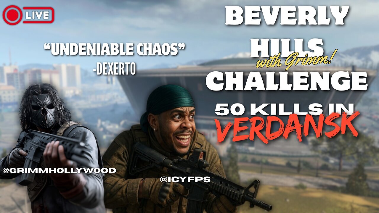 Beverly Hills Challenge with GrimmHollywood! 50 kills in verdansk?!