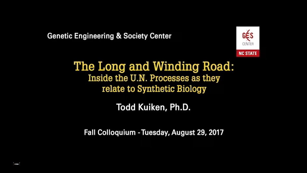 Todd Kuiken Presentation On SynBio and the UN Convention on Biological Diversity, Colloquium
