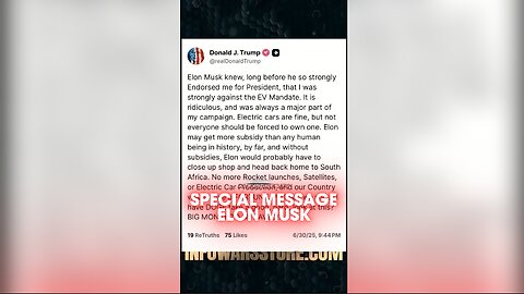 Alex Jones Sends Special Message To Elon Musk - 7/1/25