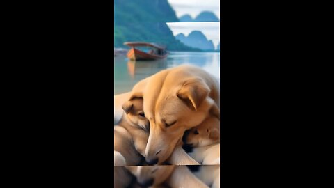 Very cute, three dogs. #ai #cat #funny #dog #lovecat #catlike #comedy #DOEUN