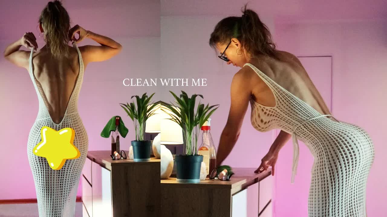 ❤️ Transparent dresser cleaning with Tina in a dress