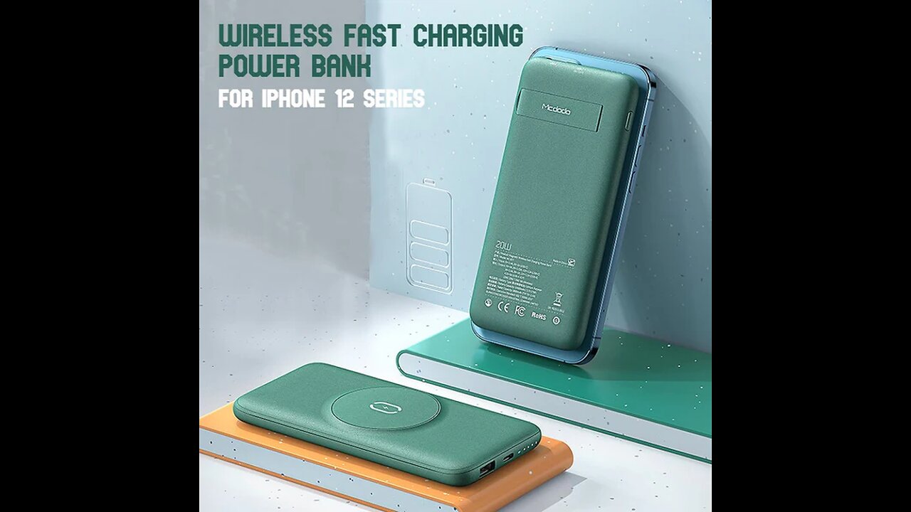 3-in-1 10000mAh MagSafe Wireless Charging Power Bank, with Phone Holder, 15W_20W Fast Charging