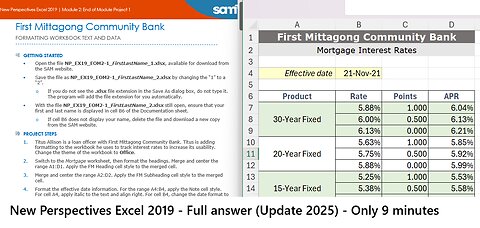 New Perspectives Excel 2019 | Module 2: End of Module Project 1 | First Mittagong Community Bank