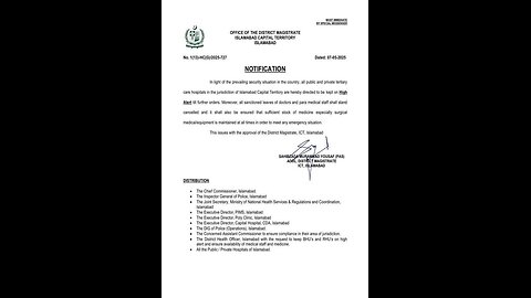 Sirens sounding in the capital of Pakistan, Islamabad
