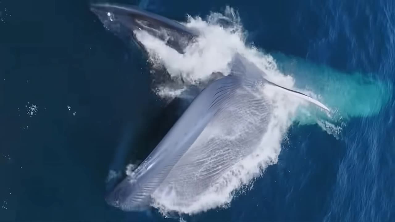 Giant blue whale eating