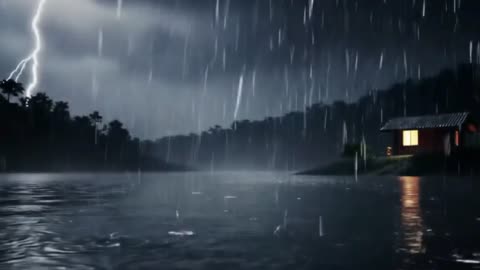 Relaxing Night Rain & Thunderstorm Sounds