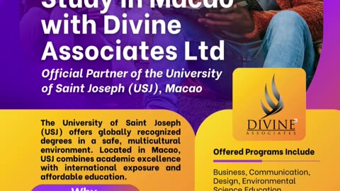Unlock Your Future: Study in Macao with USJ and Divine Associates Ltd.