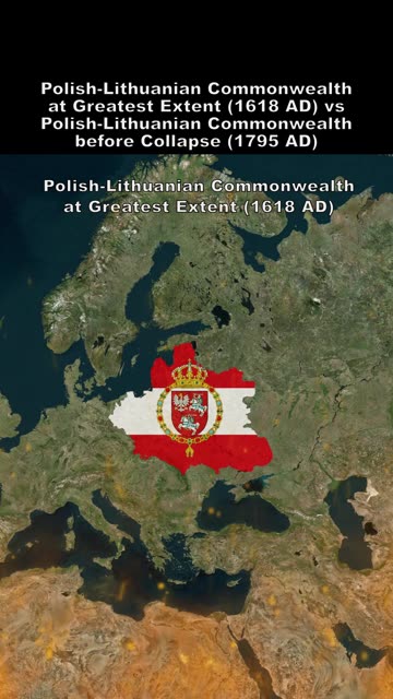 Polish-Lithuanian Greatest Extent (1618 AD) vs Collapse (1795 AD)