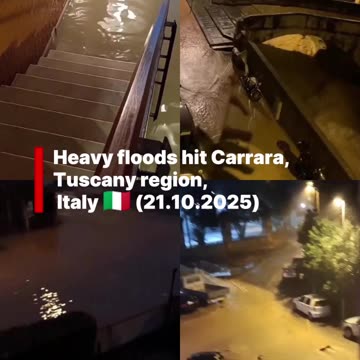 Heavy floods hit Carrara, Tuscany region, Italy 🇮🇹 (21.10.2025)