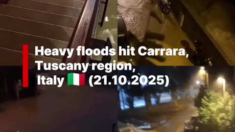 Heavy floods hit Carrara, Tuscany region, Italy 🇮🇹 (21.10.2025)