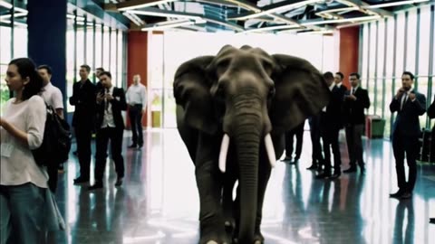 The fictional story of the rampaging elephant attacking Google's headquarters .