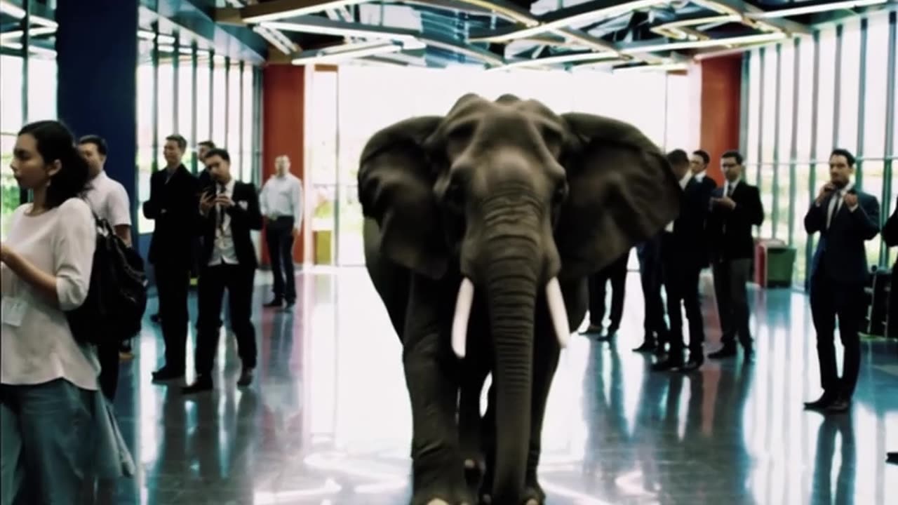 The fictional story of the rampaging elephant attacking Google's headquarters .