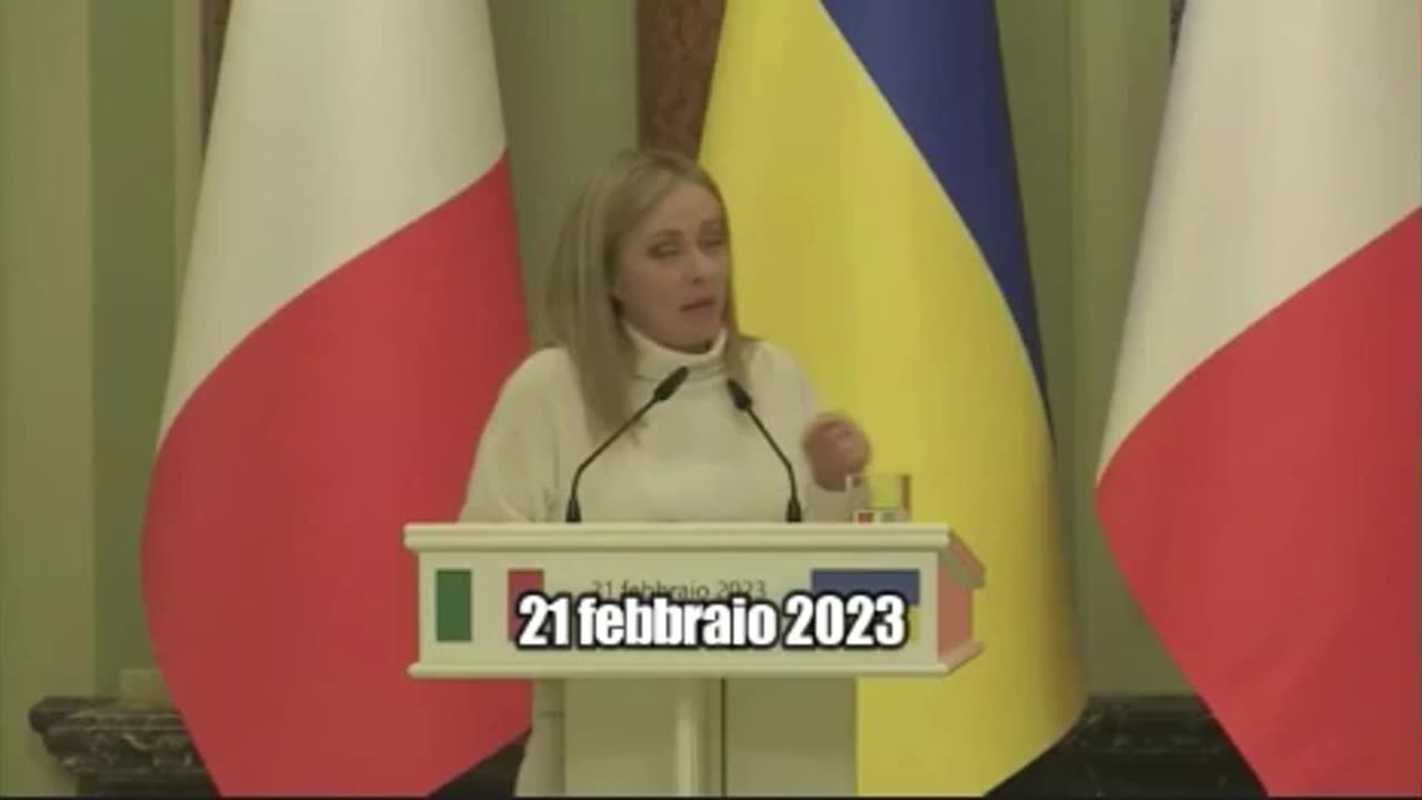 LADY ASPEN MERDONI Non ho mai usato la parola 'vittoria' per l'Ucraina.E invece l'ha usata più volte.Il presidente del consiglio italiano Giorgia Meloni si conferma una bugiarda seriale e non è una patriota..Diffondete questo video
