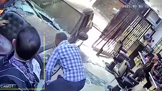 Two injured after vehicle plows into barbershop in Peru