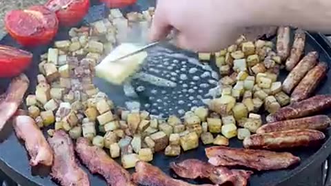 Shocking: Breakfast Fry Up | Over The Fire Cooking by Derek Wolf